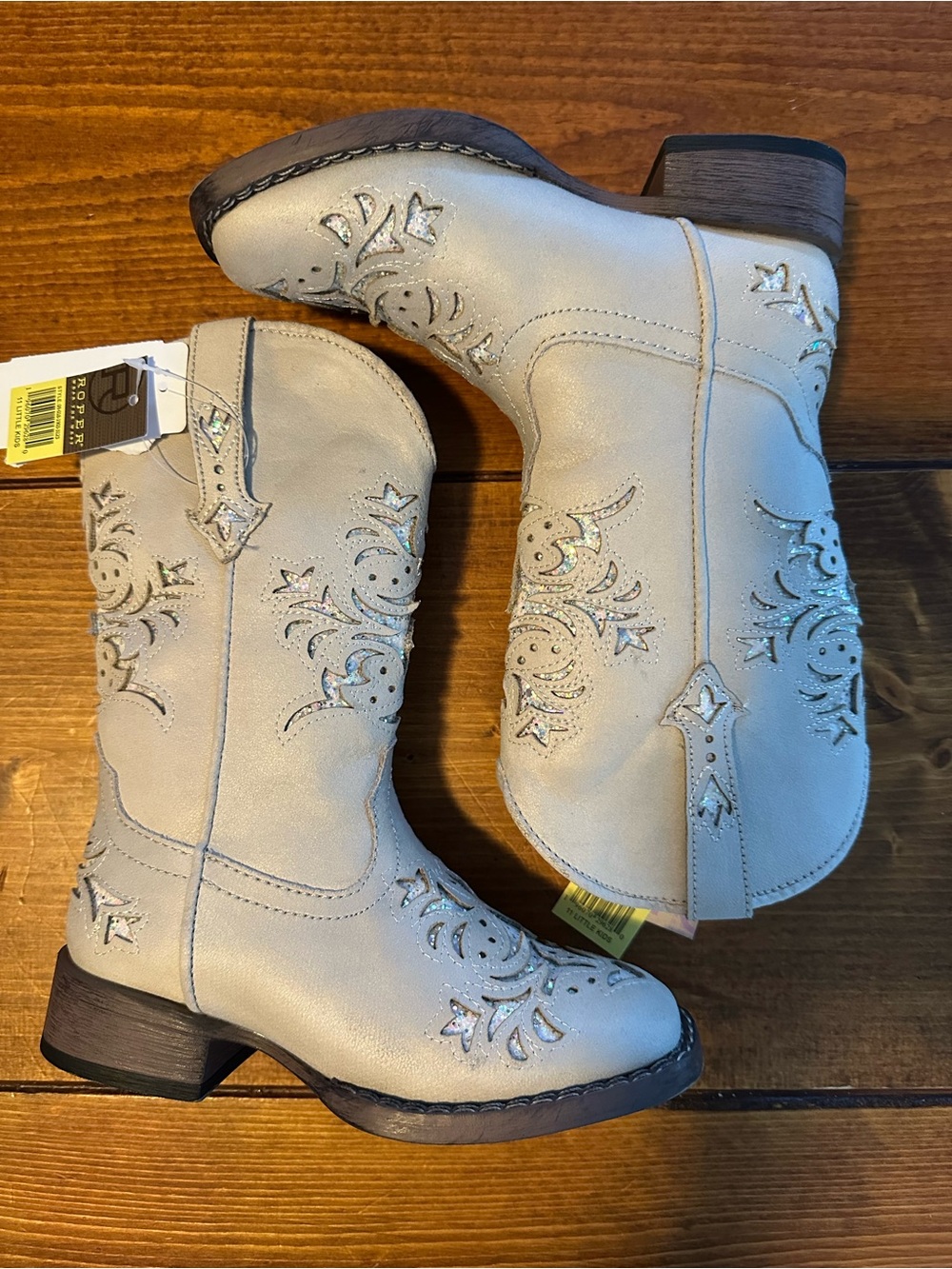 Kids Western Cowgirl Boots with Glitter Accents